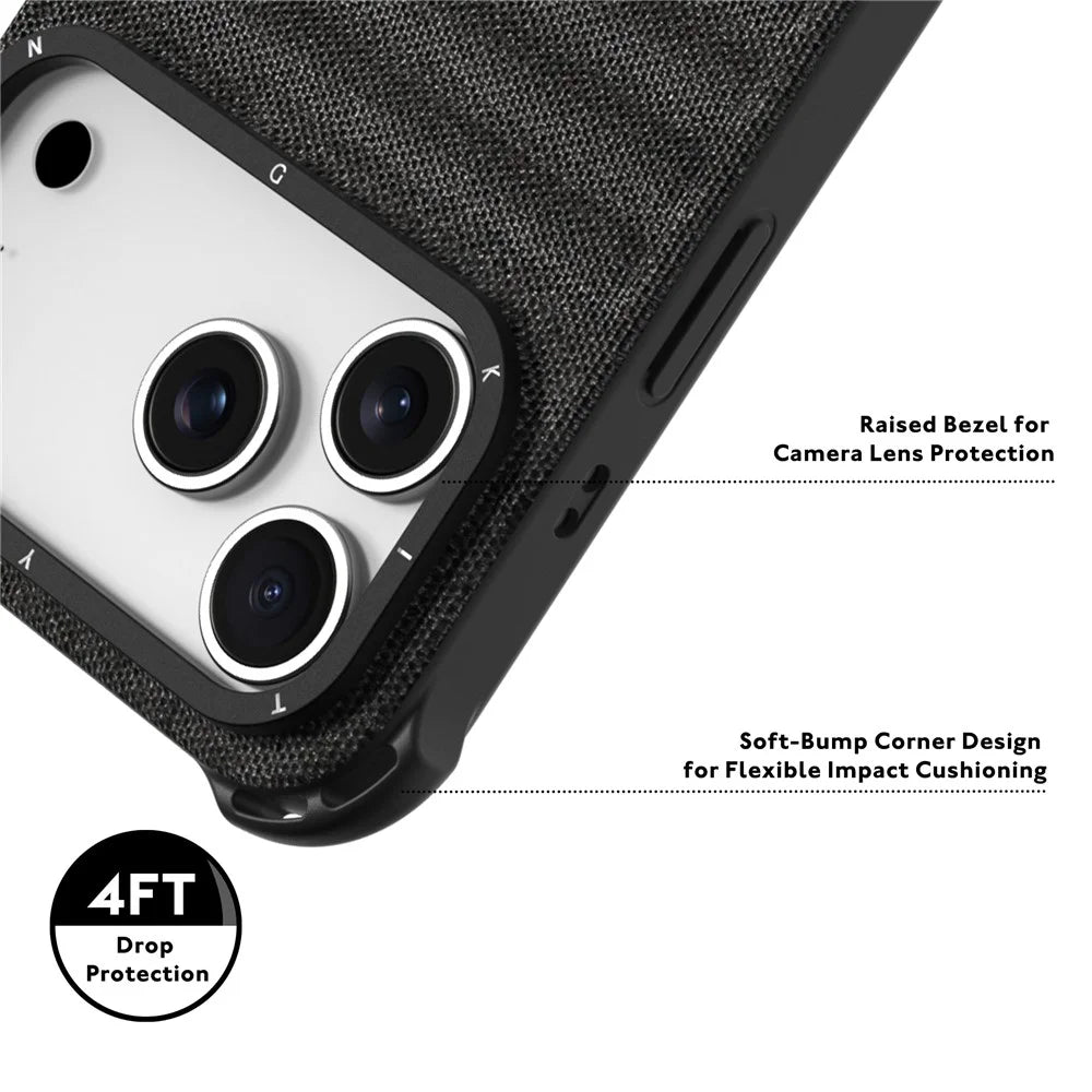 YOUNGKIT For iPhone 17 Pro Magnetic Case Jeans Cloth Texture TPU Canvas Phone Back Cover - Grey - 5