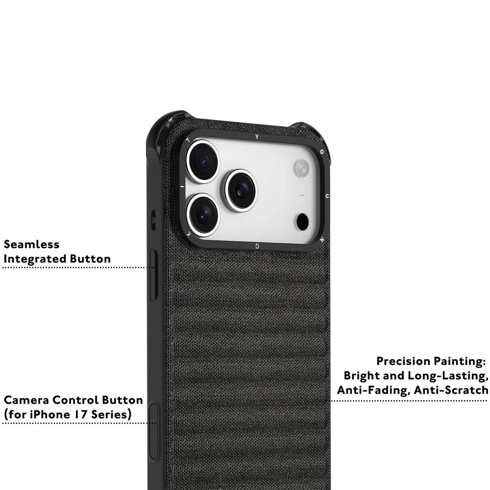 YOUNGKIT For iPhone 17 Pro Magnetic Case Jeans Cloth Texture TPU Canvas Phone Back Cover - Grey - 7
