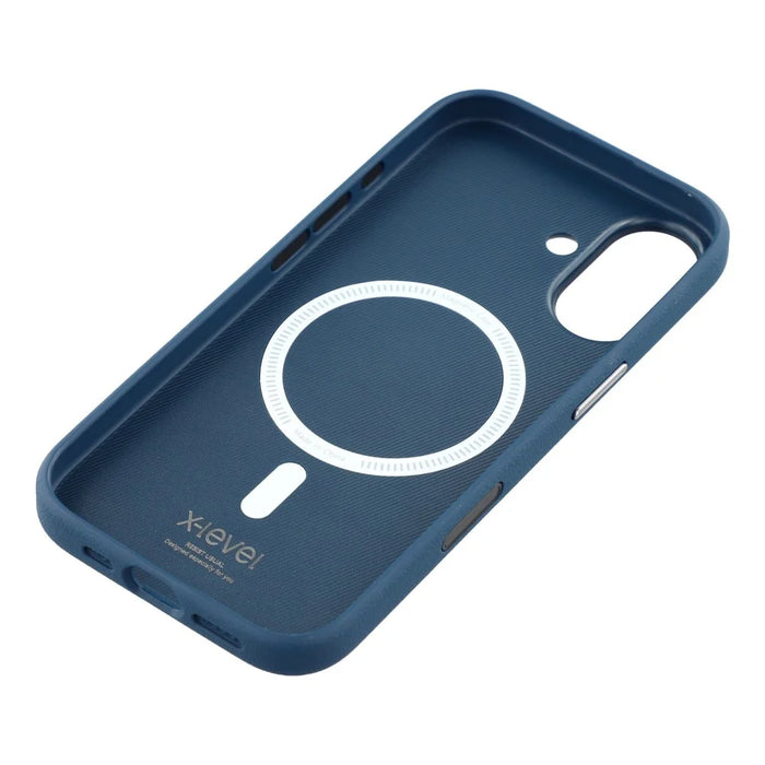 X-LEVEL For iPhone 17 Case Compatible with MagSafe PU Leather Hard PC Phone Cover - Blue - 6