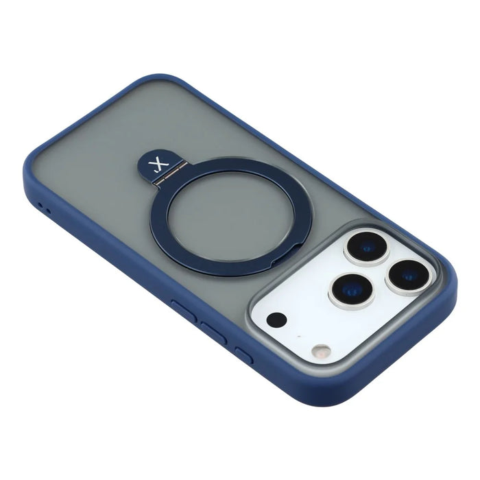 X-LEVEL For iPhone 17 Pro Case Metal Kickstand TPU PC Phone Back Cover - Blue - 7