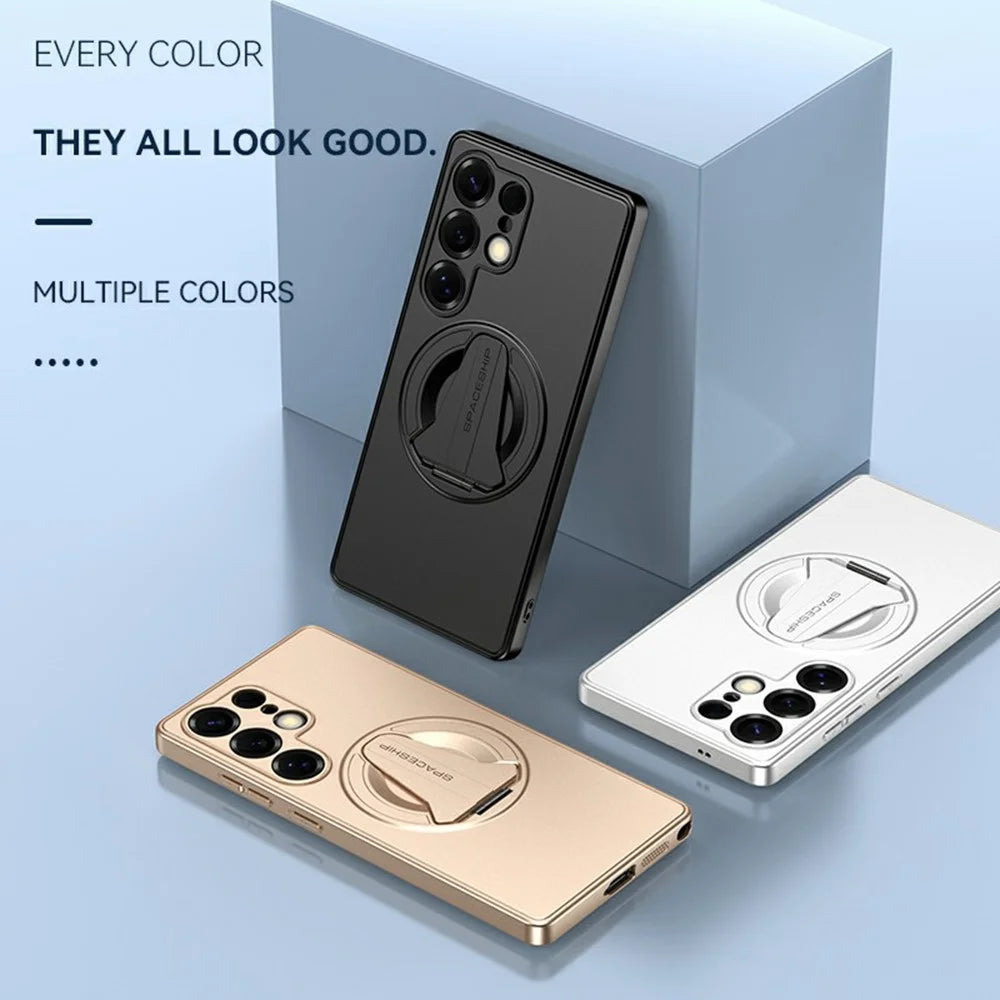 For Samsung Galaxy S25 Ultra Case Magnetic Case Hidden Kickstand Skin-Feel Matte PC TPU Phone Back Cover - Black - 5