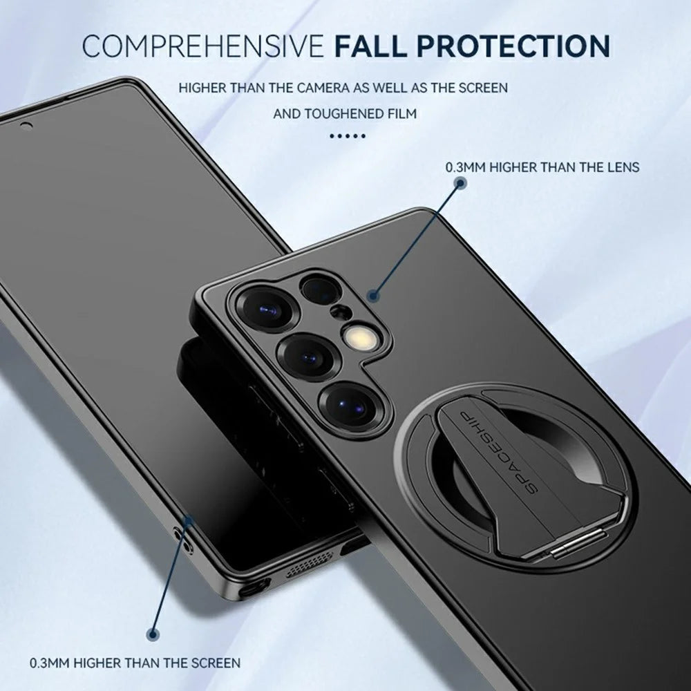 For Samsung Galaxy S25 Ultra Case Magnetic Case Hidden Kickstand Skin-Feel Matte PC TPU Phone Back Cover - Black - 7