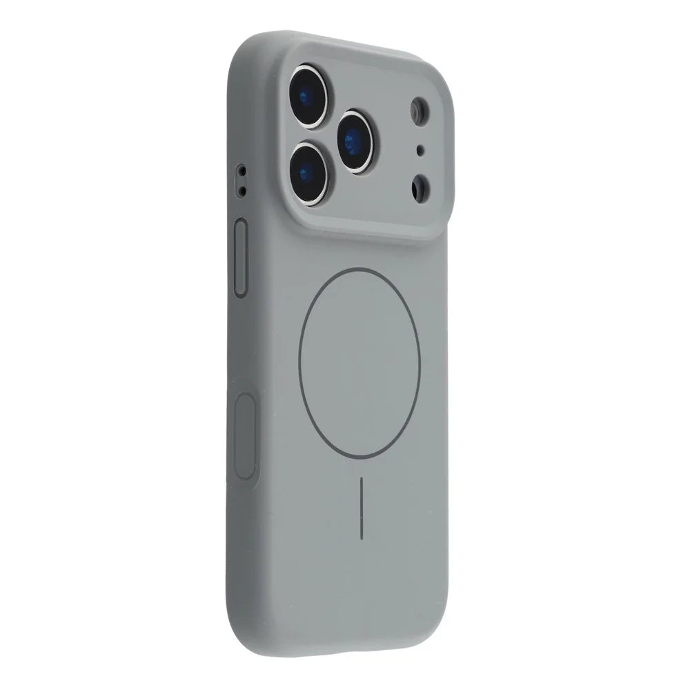 For iPhone 17 Pro Case Compatible with MagSafe Liquid Silicone + PC Phone Cover with Camera Touch Control Button - Dark Grey - 1