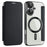 AMORUS For iPhone 16 Plus Case Compatible with MagSafe RFID Blocking Card Holder Leather Phone Cover - Black - 1