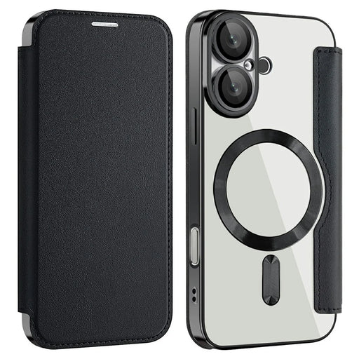 AMORUS For iPhone 16 Plus Case Compatible with MagSafe RFID Blocking Card Holder Leather Phone Cover - Black - 1