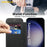 AMORUS For Samsung Galaxy S25 Magnetic Case RFID Blocking Card Holder Leather Phone Cover - Black - 6