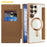 AMORUS For Samsung Galaxy S25 Ultra Case Magnetic Case RFID Blocking Card Holder Leather Phone Cover - Brown - 2