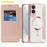 AMORUS For Samsung Galaxy S25 Edge Magnetic Case RFID Blocking Card Holder Leather Phone Cover - Pink - 2