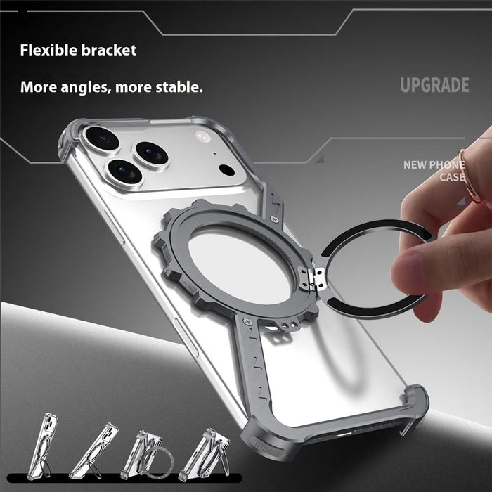 For iPhone 17 Pro Max Kickstand Case Compatible with MagSafe Z Shape Bumper Phone Cover - Black - 5