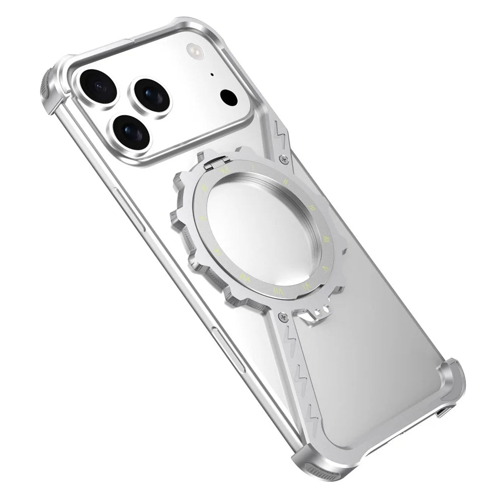 For iPhone 17 Pro Kickstand Case Compatible with MagSafe Z Shape Bumper Phone Cover - Silver - 1