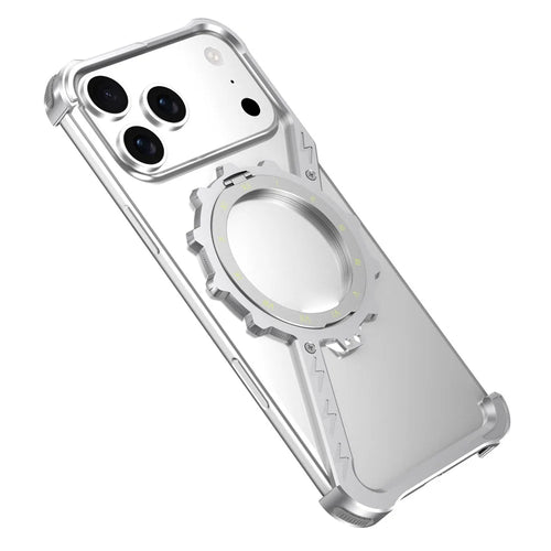 For iPhone 17 Pro Kickstand Case Compatible with MagSafe Z Shape Bumper Phone Cover - Silver - 1