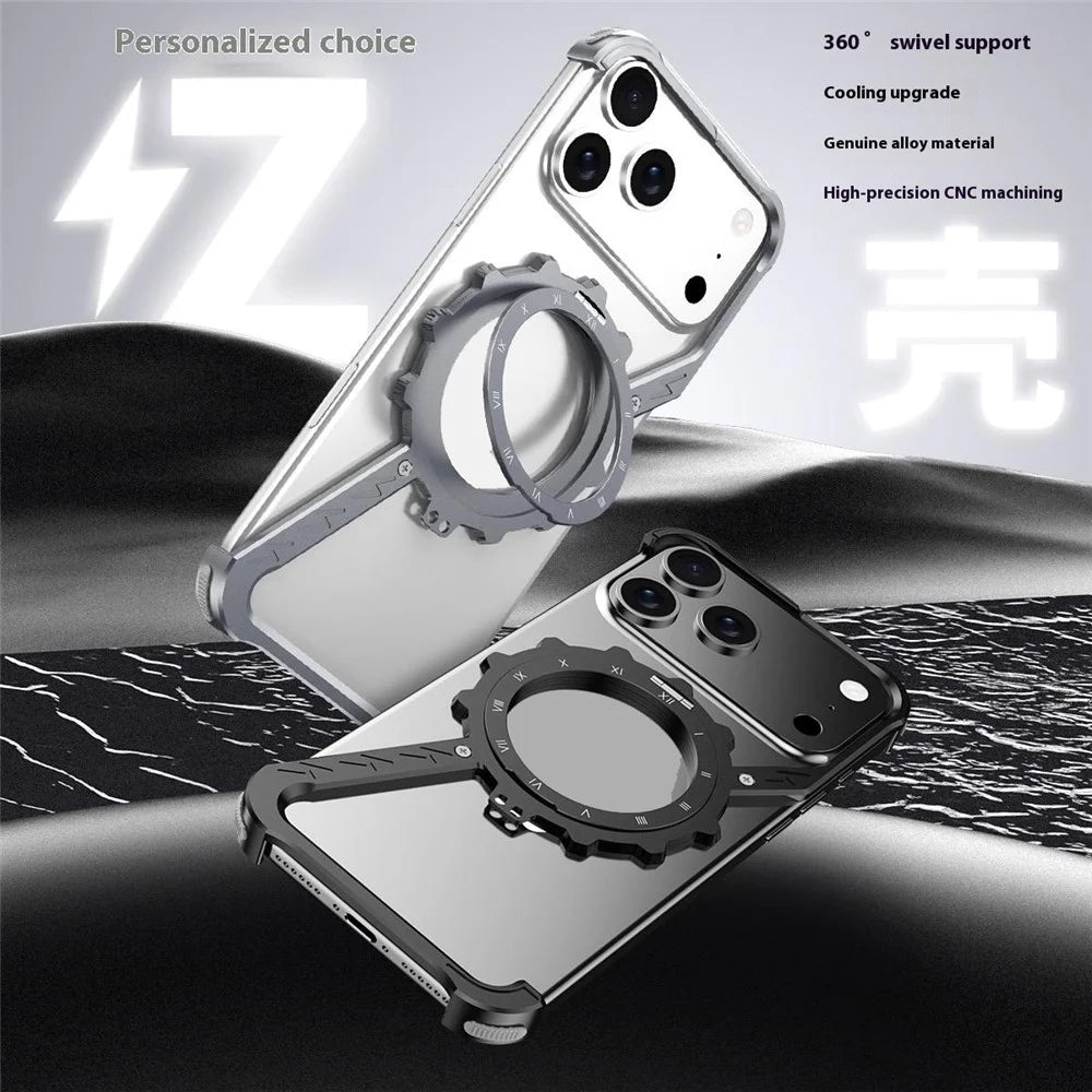 For iPhone 17 Pro Kickstand Case Compatible with MagSafe Z Shape Bumper Phone Cover - Silver - 2