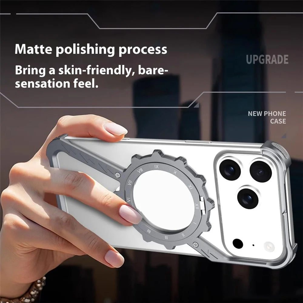 For iPhone 17 Pro Kickstand Case Compatible with MagSafe Z Shape Bumper Phone Cover - Silver - 4