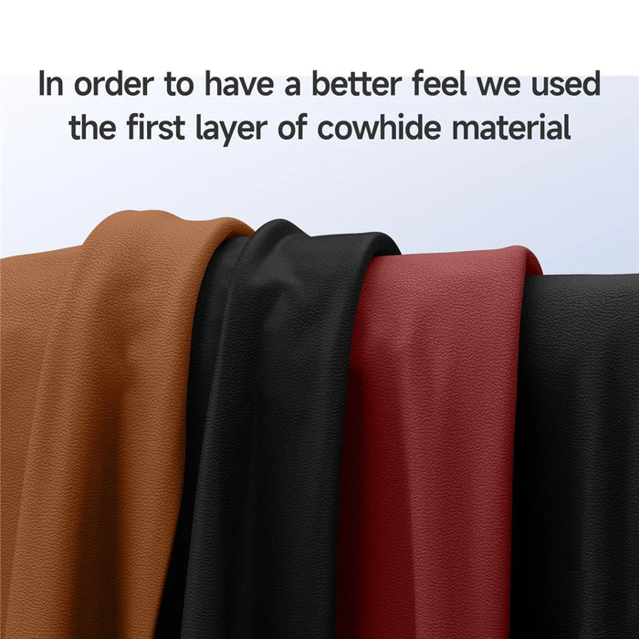 For iPhone 17 Pro Max Case Compatible with MagSafe Genuine Cow Leather+PC Kickstand Phone Cover - Black - 5