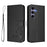 For Samsung Galaxy S24 / Galaxy S25 Case Panda Imprint RFID Blocking Wallet Leather Phone Cover with Wrist Strap - Black - 1