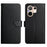 For vivo V60 5G Case Genuine Cow Leather Phone Cover Nappa Texture - Black - 1