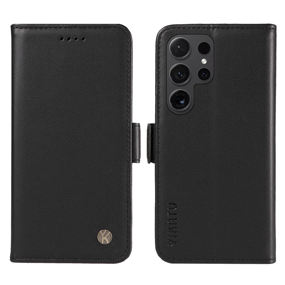 YIKATU For Samsung Galaxy S24 Ultra Wallet Phone Case  YK-003 Leather Stand Cover -  Black - 1