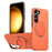 For Samsung Galaxy S23 FE Magnetic Case Rotating Kickstand TPU + PC Phone Cover - Orange - 1