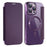 AMORUS For iPhone 15 Pro Case Compatible with MagSafe RFID Blocking Card Holder Leather Phone Cover - Dark Purple - 1