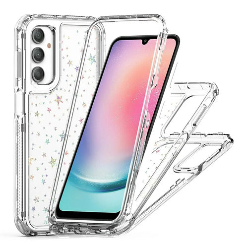 For Samsung Galaxy A24 4G (162.1mm) Case Clear Acrylic TPU Hybrid Phone Cover with Laser-printed Film - Stars - 1