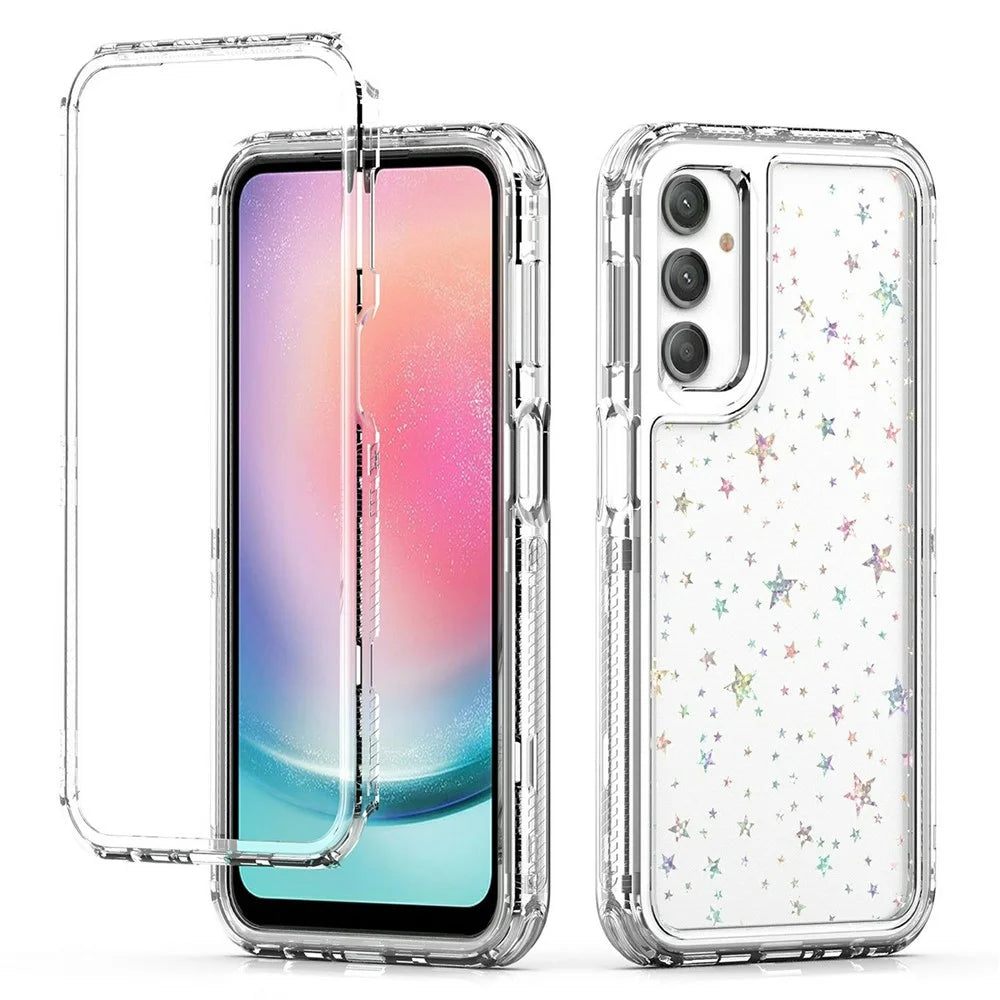 For Samsung Galaxy A24 4G (162.1mm) Case Clear Acrylic TPU Hybrid Phone Cover with Laser-printed Film - Stars - 2