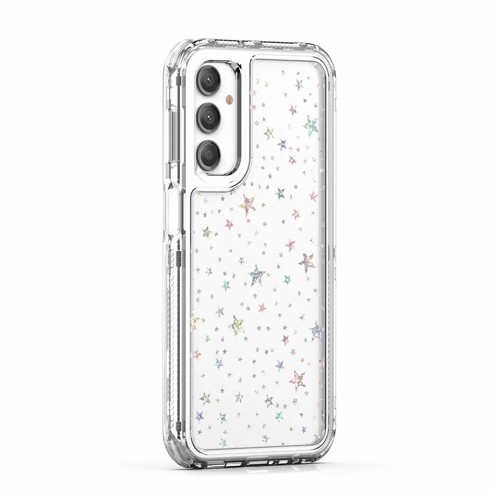 For Samsung Galaxy A24 4G (162.1mm) Case Clear Acrylic TPU Hybrid Phone Cover with Laser-printed Film - Stars - 3