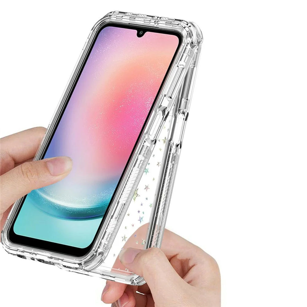 For Samsung Galaxy A24 4G (162.1mm) Case Clear Acrylic TPU Hybrid Phone Cover with Laser-printed Film - Stars - 4