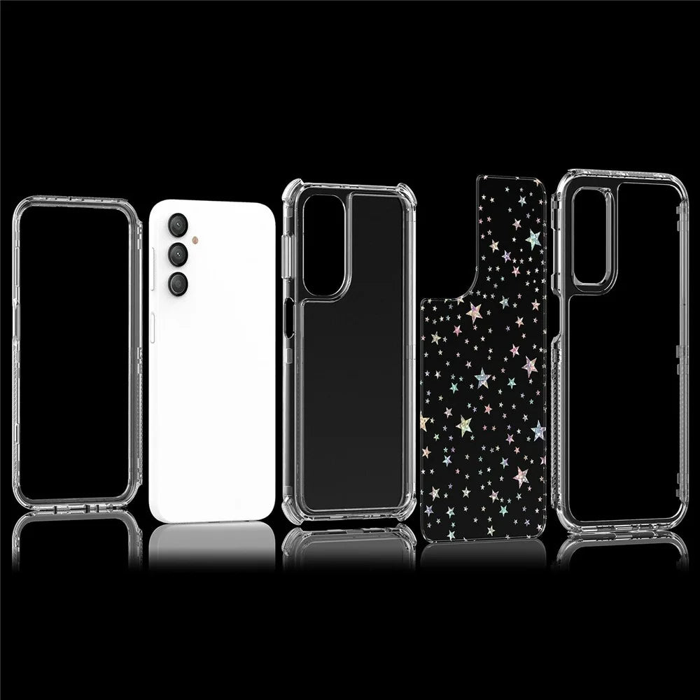 For Samsung Galaxy A24 4G (162.1mm) Case Clear Acrylic TPU Hybrid Phone Cover with Laser-printed Film - Stars - 7