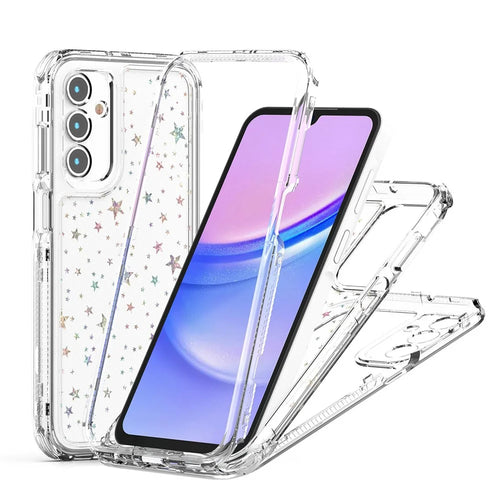 For Samsung Galaxy A55 5G Case Precise Cutouts Acrylic TPU Clear Phone Cover with Laser-printed Film - Stars - 1