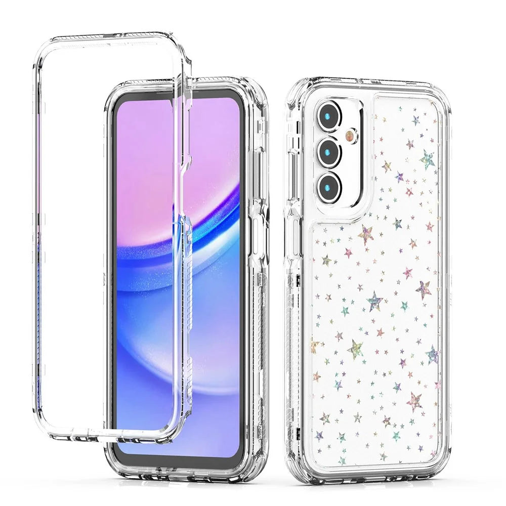 For Samsung Galaxy A55 5G Case Precise Cutouts Acrylic TPU Clear Phone Cover with Laser-printed Film - Stars - 2