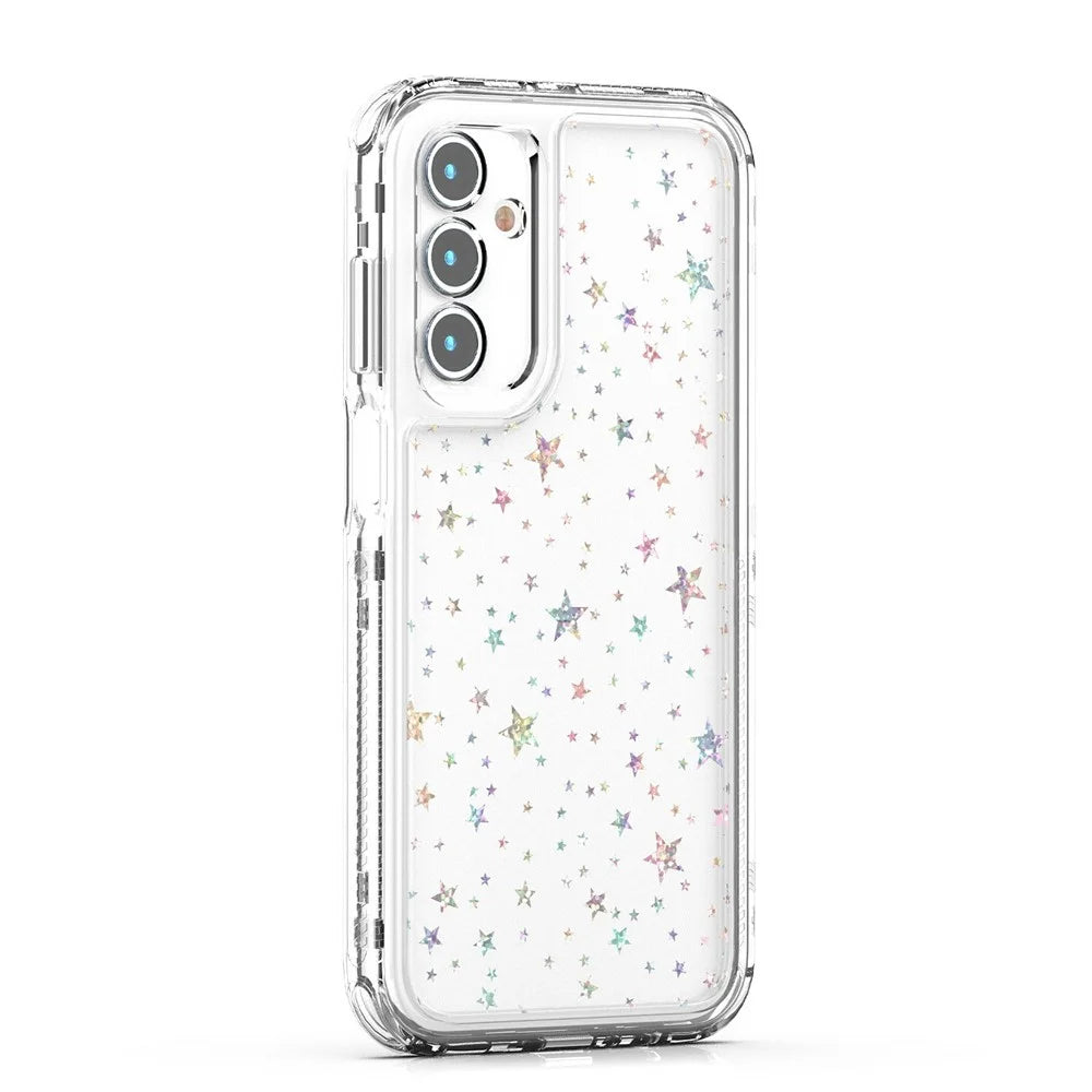 For Samsung Galaxy A55 5G Case Precise Cutouts Acrylic TPU Clear Phone Cover with Laser-printed Film - Stars - 3