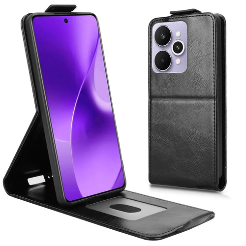 For Realme 15 Pro 5G  /  15 5G Stand Case Magnetic Clasp Vertical Flip Leather Phone Cover with Card Holder - Black - 1