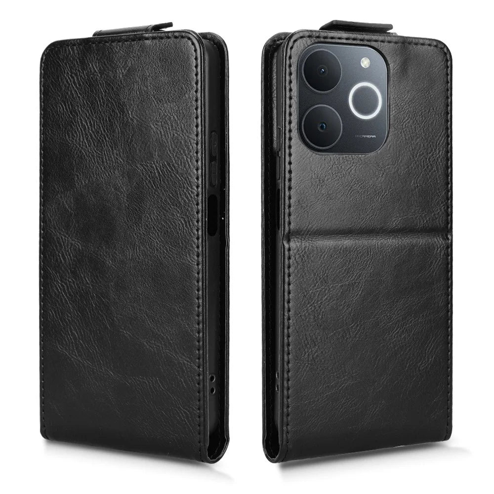 Stand Case For Realme Narzo 80 Lite 4G  /  C71 4G (India)  /  Note 70T 4G Magnetic Clasp Vertical Flip Leather Phone Cover with Card Holder - Black - 5