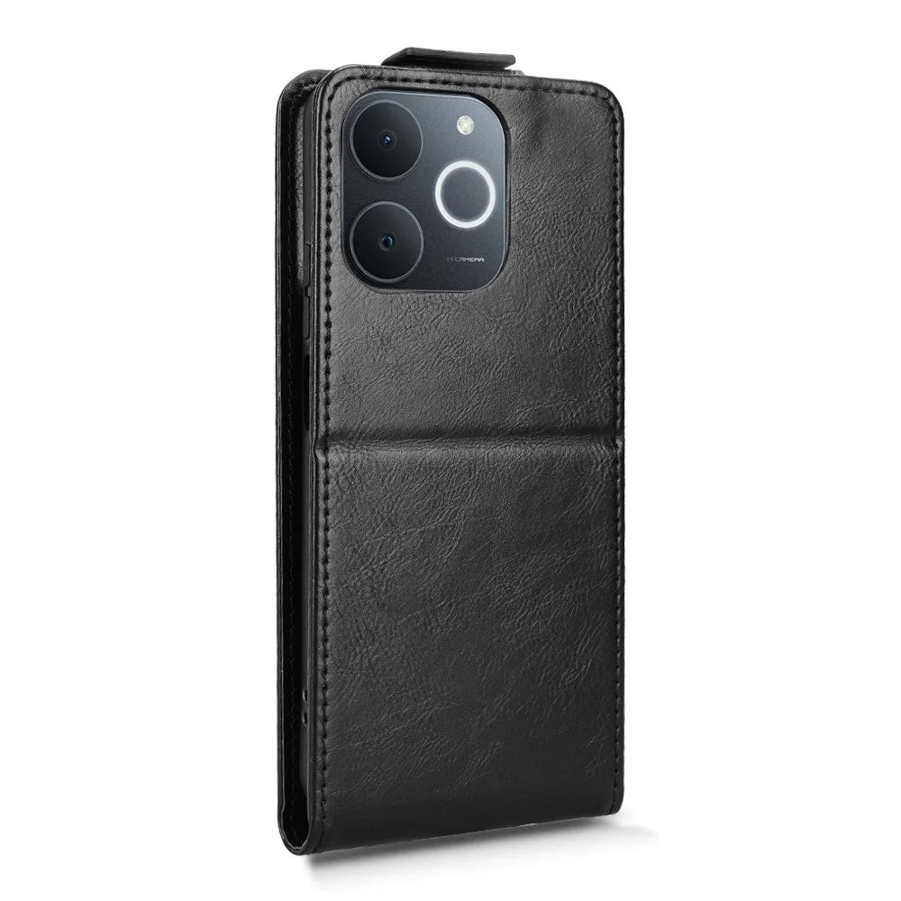 Stand Case For Realme Narzo 80 Lite 4G  /  C71 4G (India)  /  Note 70T 4G Magnetic Clasp Vertical Flip Leather Phone Cover with Card Holder - Black - 7