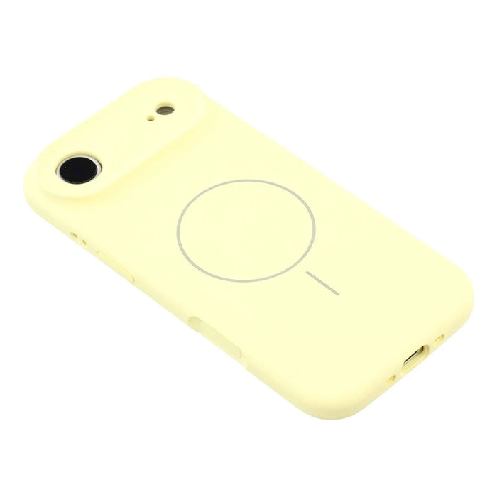 For iPhone Air Case Compatible with MagSafe Liquid Silicone + PC Phone Cover with Camera Touch Control Button - Light Yellow - 4