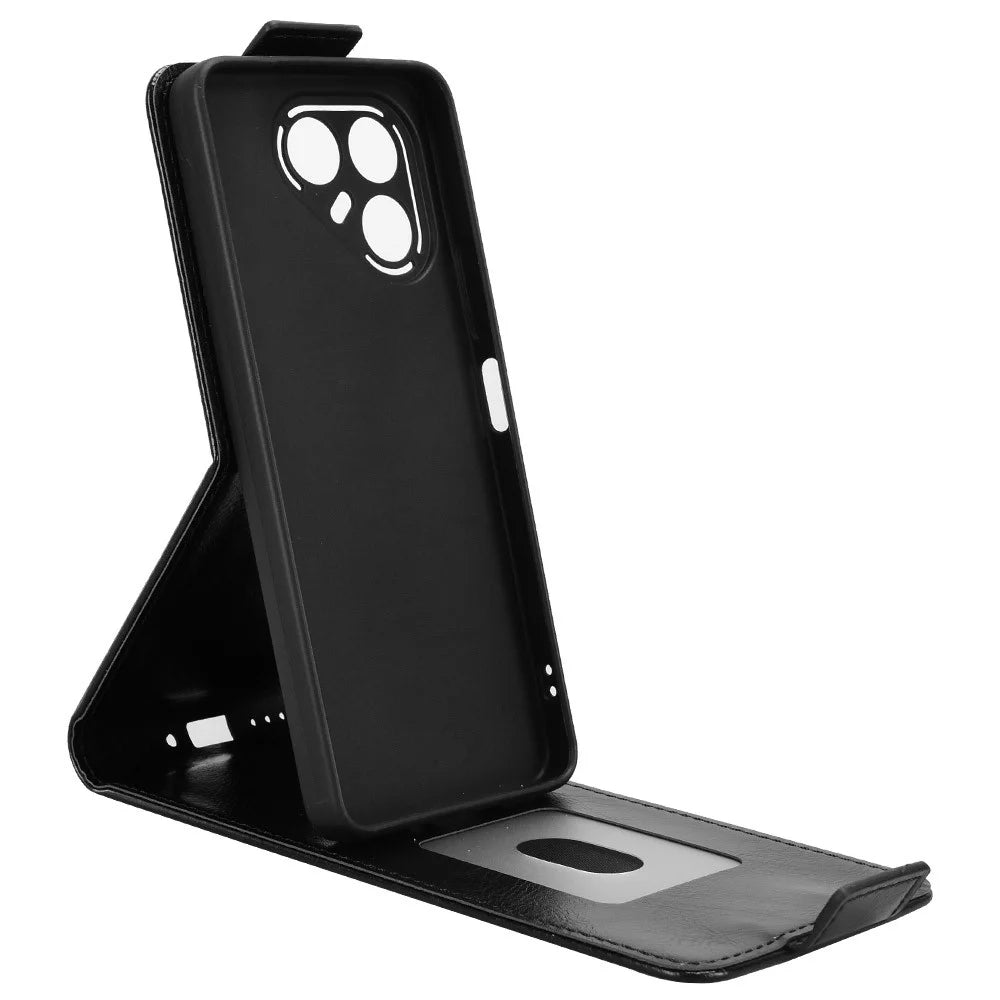For TECNO Pova 7 5G Stand Case Magnetic Clasp Vertical Flip Leather Phone Cover with Card Holder - Black - 2