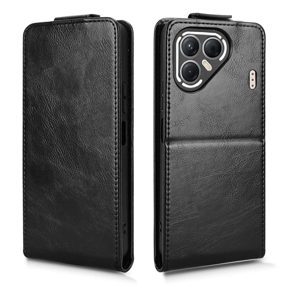 For TECNO Pova 7 5G Stand Case Magnetic Clasp Vertical Flip Leather Phone Cover with Card Holder - Black - 5