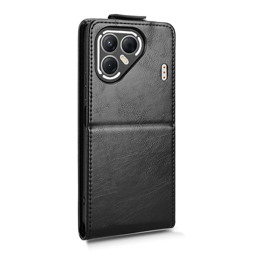 For TECNO Pova 7 5G Stand Case Magnetic Clasp Vertical Flip Leather Phone Cover with Card Holder - Black - 7