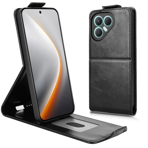 For TECNO Pova 7 Ultra 5G Stand Case Magnetic Clasp Vertical Flip Leather Phone Cover with Card Holder - Black - 1