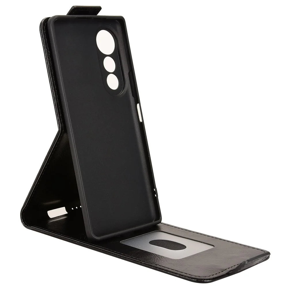 For TECNO Pova Curve 5G LJ8k Stand Case Magnetic Clasp Vertical Flip Leather Phone Cover with Card Holder - Black - 2