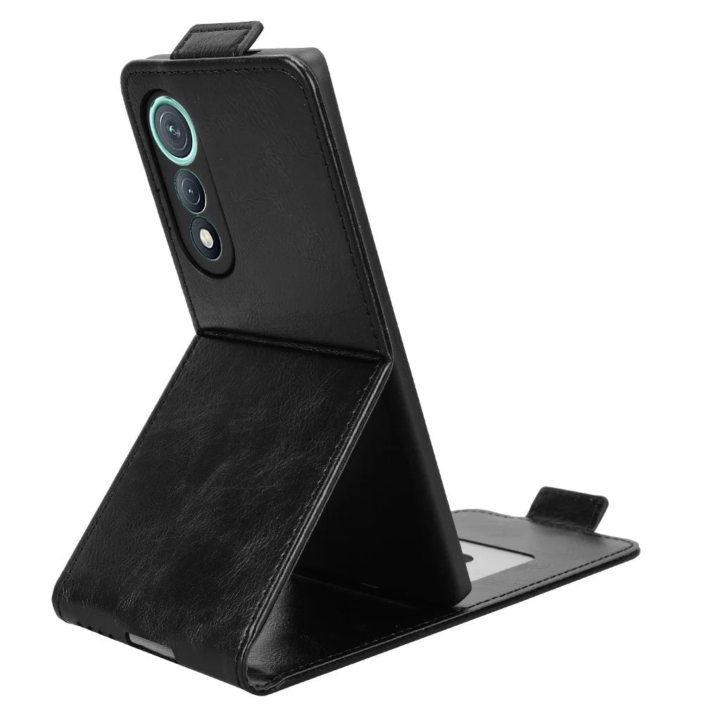 For TECNO Pova Curve 5G LJ8k Stand Case Magnetic Clasp Vertical Flip Leather Phone Cover with Card Holder - Black - 3