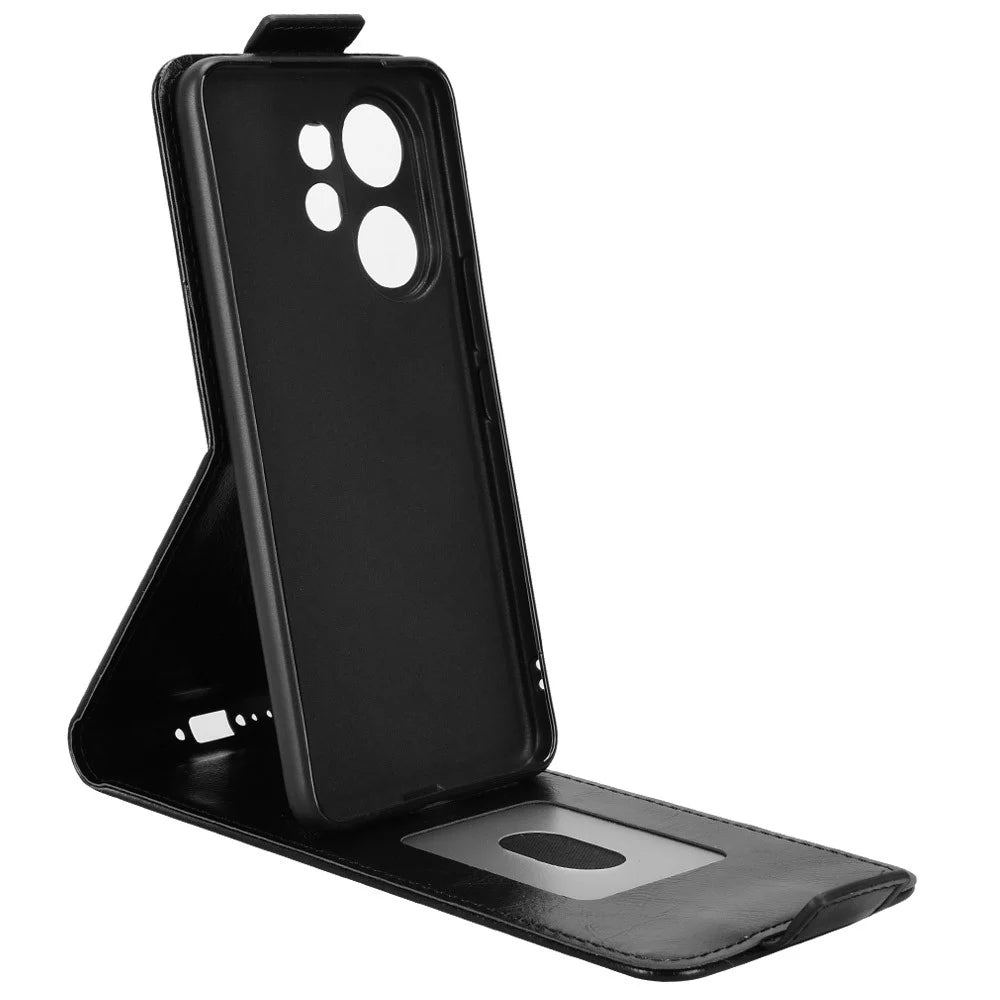 For vivo V60 5G Stand Case Magnetic Clasp Vertical Flip Leather Phone Cover with Card Holder - Black - 2