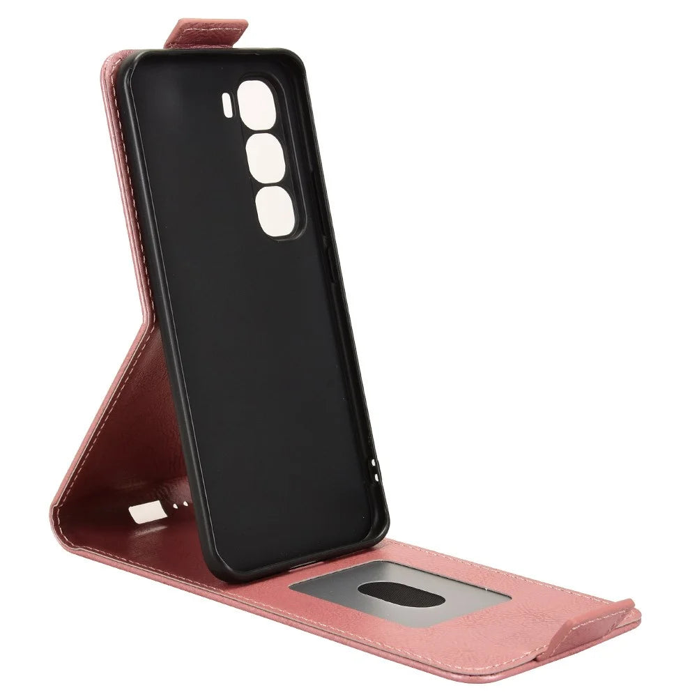 For Infinix Hot 60 Pro+ 4G Stand Case Magnetic Clasp Vertical Flip Leather Phone Cover with Card Holder - Rose Gold - 3