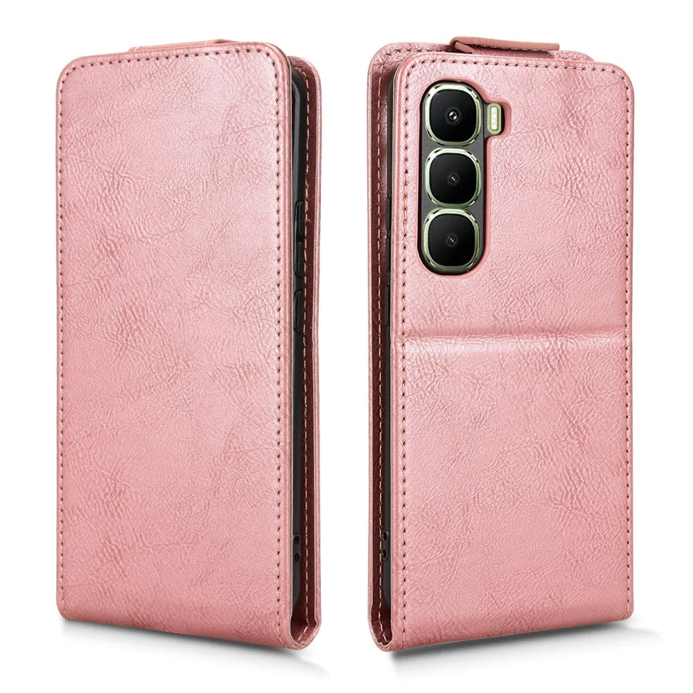 For Infinix Hot 60 Pro+ 4G Stand Case Magnetic Clasp Vertical Flip Leather Phone Cover with Card Holder - Rose Gold - 5