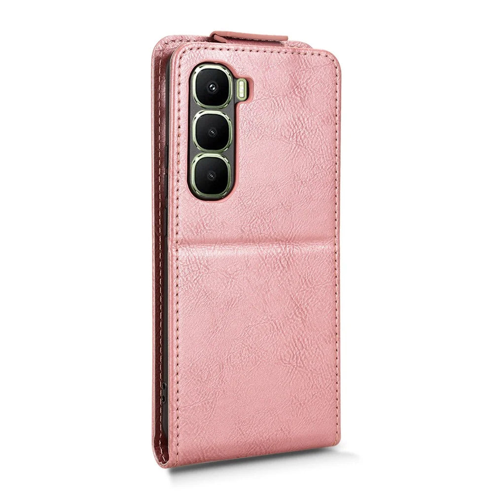 For Infinix Hot 60 Pro+ 4G Stand Case Magnetic Clasp Vertical Flip Leather Phone Cover with Card Holder - Rose Gold - 7