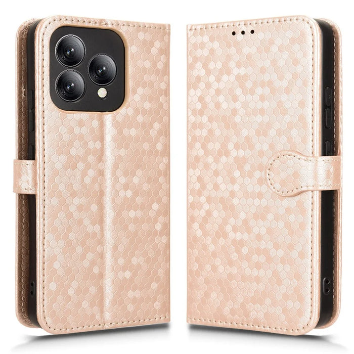 For Cubot A40 Wallet Case Dot Pattern Imprint PU Leather Phone Cover with Wrist Strap - Rose Gold - 1