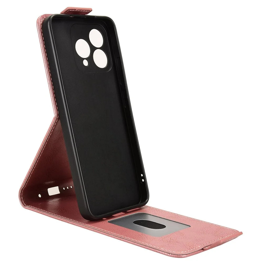 For Cubot A40 Stand Case Magnetic Clasp Vertical Flip Leather Phone Cover with Card Holder - Rose Gold - 3
