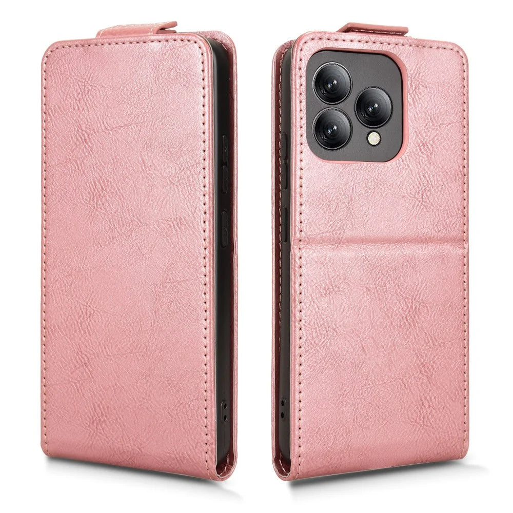 For Cubot A40 Stand Case Magnetic Clasp Vertical Flip Leather Phone Cover with Card Holder - Rose Gold - 5