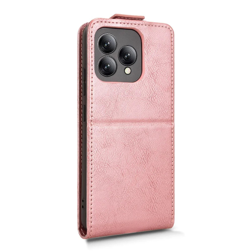 For Cubot A40 Stand Case Magnetic Clasp Vertical Flip Leather Phone Cover with Card Holder - Rose Gold - 7
