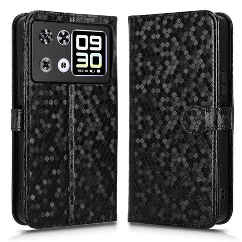 For Cubot P90 Wallet Case Dot Pattern Imprint PU Leather Phone Cover with Wrist Strap - Black - 1